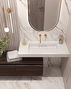 Раковина-моноблок Armadi Art Flat Calacatta 859-100-CLCT белый мрамор купить в интернет-магазине Sanbest