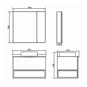 Зеркало со шкафом Comforty Порто 00-00009443 90 дуб дымчатый в ванную от интернет-магазине сантехники Sanbest