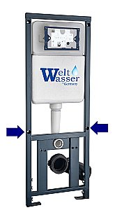 Унитаз подвесной WeltWasser MARBERG 410 + GELBACH 043 GL-WT + MAR 410 RD GL-WT белый глянцевый, безободковый, с крышкой микролифт, слив-торнадо, с инсталляцией и белой глянцевой кнопкой купить в интернет-магазине Sanbest