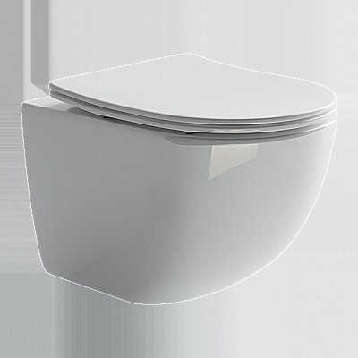 Унитаз подвесной Ceramica Nova Forma CN3009_1001M_1000 безободковый, с крышкой микролифт, с инсталляцией и кнопкой матовый хром купить в интернет-магазине Sanbest