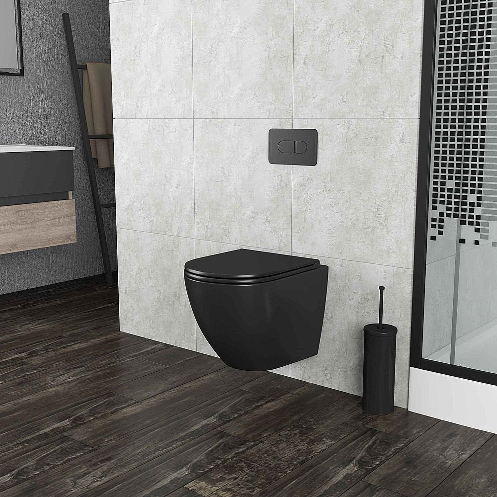 Унитаз подвесной Grossman GR-4457BMS безободковый, с крышкой микролифт, черный матовый купить в интернет-магазине Sanbest