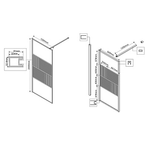 Душевое ограждение Vincea Walk-In 100 VSW-1HC100CFB стекло прозрачное-рифленое/профиль черный матовый купить в интернет-магазине Sanbest