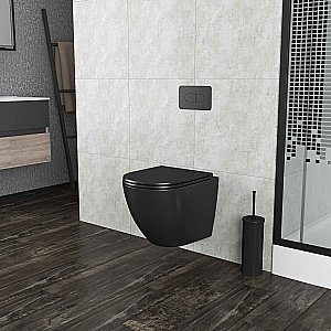 Унитаз подвесной Grossman GR-4457BMS безободковый, с крышкой микролифт, черный матовый купить в интернет-магазине Sanbest