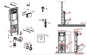 Инсталляция для унитаза D&K DI8140116 кнопка хром купить в интернет-магазине сантехники Sanbest
