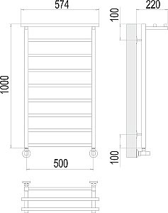 Полотенцесушитель водяной с полочкой Terminus Контур П9 500х1000 купить в интернет-магазине сантехники Sanbest