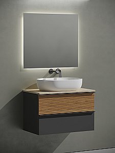 Тумба с раковиной Sancos DELTA 80 со столешницей, дуб красный/графит для ванной в интернет-магазине Sanbest