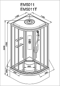 Душевая кабина AvaCan EM Серия EM5011new 110х110 стандартная купить в интернет-магазине Sanbest