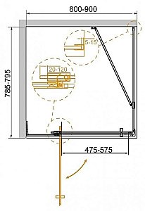 Душевой уголок Cezares Slider 79х85 SLIDER-AH-1-80-80/90-C-CR стекло прозрачное/профиль хром купить в интернет-магазине Sanbest