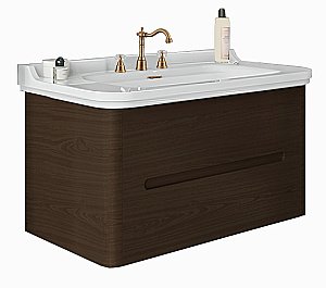 Тумба с раковиной Kerasan Waldorf 925546 100 темный орех с 3 отверстиями/заглушка бронза для ванной в интернет-магазине Sanbest