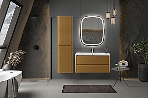 Тумба с раковиной Cezares RELAX 100 брашированное золото для ванной в интернет-магазине Sanbest