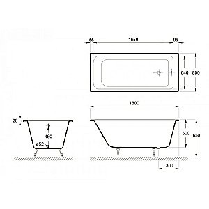 Ванна чугунная Delice Camelot Elite DLR230616-AS 180х80 белая купить в интернет-магазине Sanbest