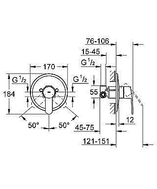 Смеситель  для душа, DN 15 GROHE Eurostyle Cosmopolitan 33635 002 купить в интернет-магазине сантехники Sanbest