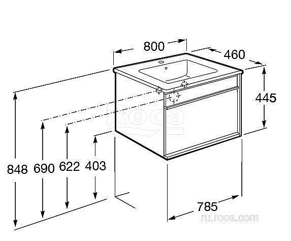 Тумба с раковиной Roca Aneto 857430806 80 белый для ванной в интернет-магазине Sanbest