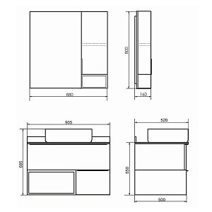 Тумба с раковиной Comforty Штутгарт 00-00002868 90 дуб тёмно-коричневый для ванной в интернет-магазине Sanbest