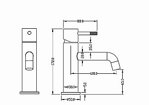 Смеситель для раковины Boheme Uno 461-GM сталь глянец купить в интернет-магазине сантехники Sanbest