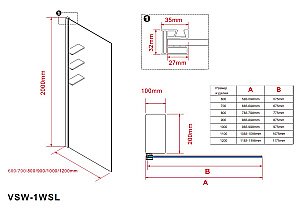 Душевая перегородка Vincea Walk-In VSW-1HWS900CLGM 90 профиль вороненая сталь/стекло прозрачное купить в интернет-магазине Sanbest