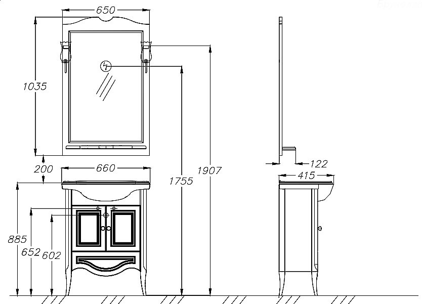 Тумба с раковиной Опадирис Брунелла 65 белая матовая для ванной в интернет-магазине Sanbest