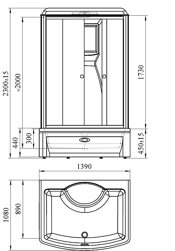 Душевая кабина Радомир Диана 2 108х139 1-05-6-0-0-0650 стекло прозрачное/профиль белый купить в интернет-магазине Sanbest