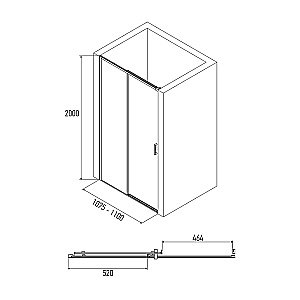 Душевая дверь Alex Baitler 110 AB61C110 стекло прозрачное/профиль сатин купить в интернет-магазине Sanbest