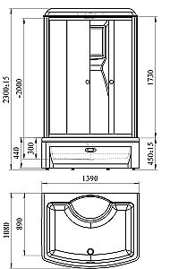 Душевая кабина Радомир Диана 2 108х139 1-05-6-0-0-0650 стекло прозрачное/профиль белый купить в интернет-магазине Sanbest