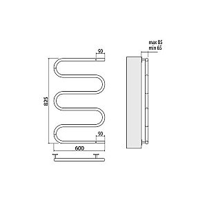Полотенцесушитель электрический Terminus Ш-образный 600x800 купить в интернет-магазине сантехники Sanbest
