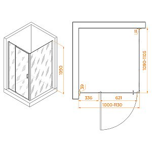 Душевой уголок RGW Passage PA-078 (PA-008 + Z-050-2) 100х110 350807801-11 стекло прозрачное/профиль хром купить в интернет-магазине Sanbest