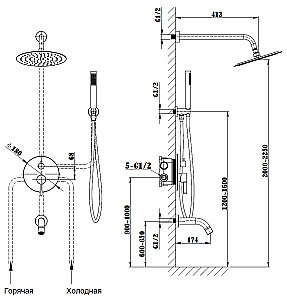 Душевая система Vincea Villa VSFW-1VL3GM вороненая сталь купить в интернет-магазине сантехники Sanbest
