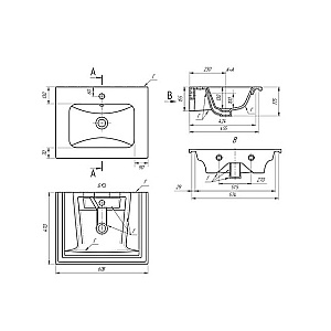 Тумба с раковиной Caprigo Modo-Terza 60 с интегрированной ручкой, цвет на выбор для ванной в интернет-магазине Sanbest