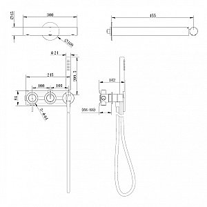 Душевая система Abber Perfekte 316 AF8A18BG брашированное золото купить в интернет-магазине сантехники Sanbest