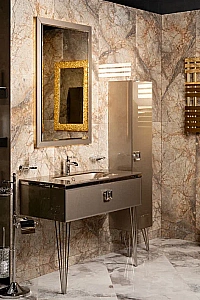 Консоль с раковиной Armadi Art LUCIDO DELMAR 80 коричневый для ванной в интернет-магазине сантехники Sanbest