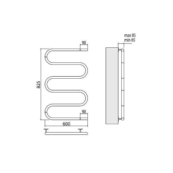 Полотенцесушитель электрический Terminus Ш-образный 600x800 купить в интернет-магазине сантехники Sanbest