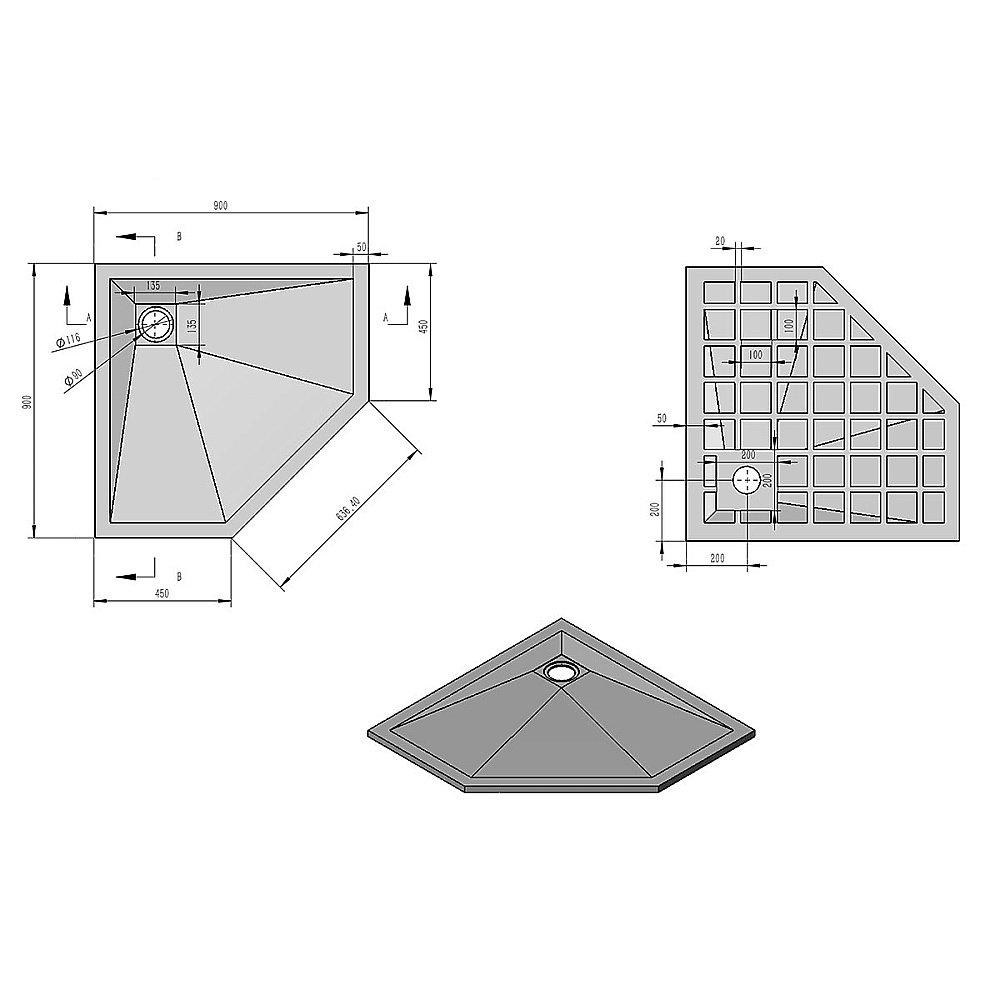 Душевой поддон Vincea VST-4SP9090A 90x90 антрацит купить в интернет-магазине Sanbest