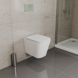 Унитаз подвесной D&K Quadro DT1516016 белый, безободковый, с крышкой микролифт купить в интернет-магазине Sanbest