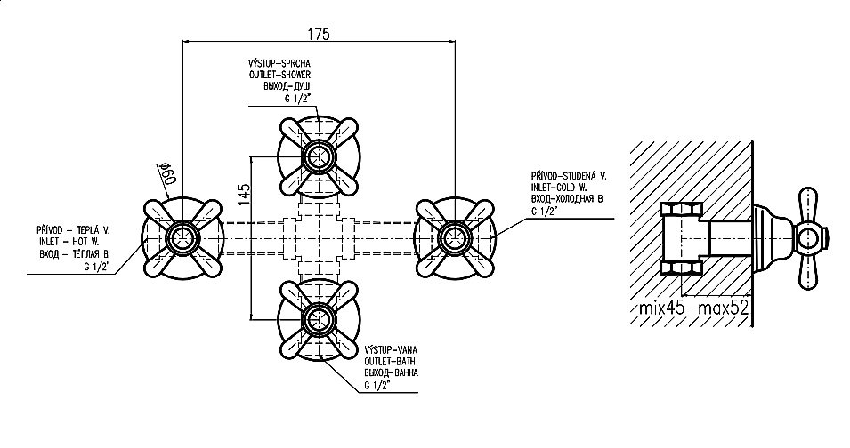 Смеситель для душа RAV-Slezak MORAVA RETRO MK186SM бронза купить в интернет-магазине сантехники Sanbest