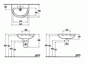 Раковина с полупьедесталом Ideal Standard Washpoint 65 купить в интернет-магазине Sanbest