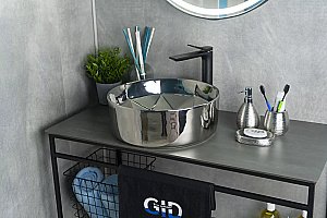 Раковина накладная Gid 40 D1342h014 53330 серебро купить в интернет-магазине Sanbest