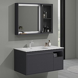 Тумба с раковиной Black&White Universe U910.1000 серый матовый для ванной в интернет-магазине Sanbest