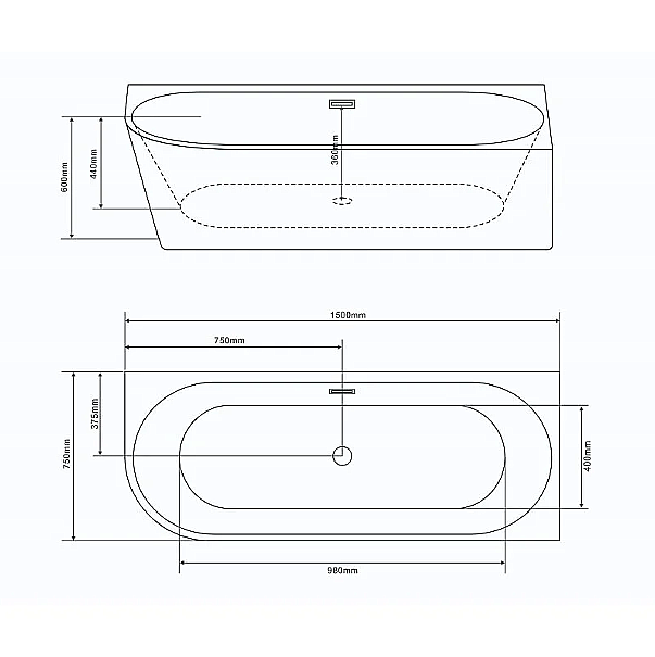 Ванна акриловая Grossman Cristal 150х75 GR-2205F белая купить в интернет-магазине Sanbest