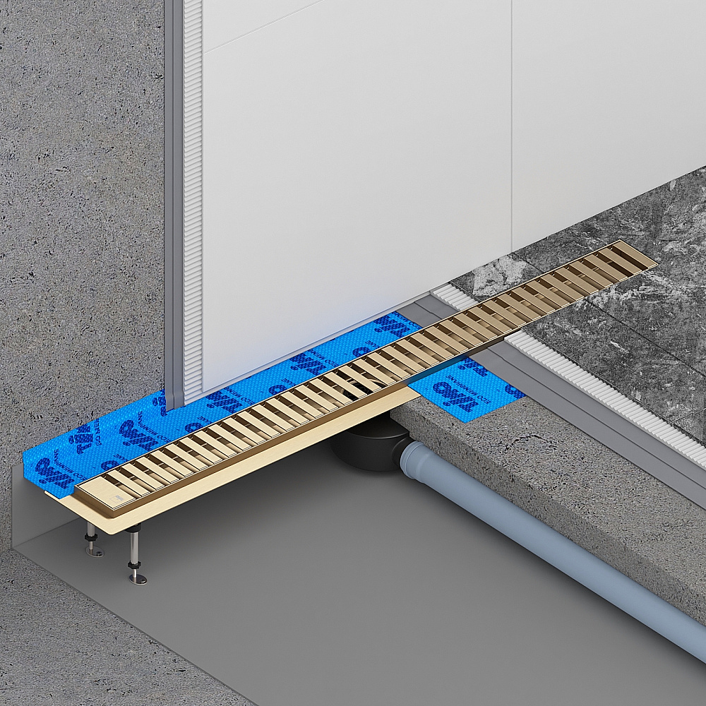 Душевой лоток TIMO Drain System 900 с вставкой "lines", Золото матовое купить в интернет-магазине Sanbest