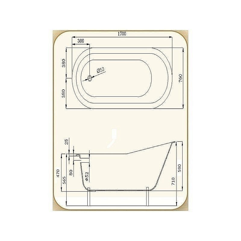 Ванна чугунная Magliezza Gracia 170x76 белая/ножки золото купить в интернет-магазине Sanbest