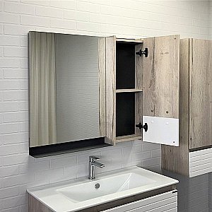 Зеркало со шкафом Comforty Страсбург 00-00006573 90 дуб дымчатый в ванную от интернет-магазине сантехники Sanbest