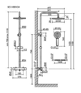 Душевая система Sancos Teo SC11001CH хром купить в интернет-магазине сантехники Sanbest