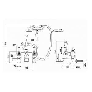Смеситель для ванны Burlington KE17-QT WAL хром/ручки орех купить в интернет-магазине сантехники Sanbest