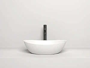 Раковина накладная Salini Noemi 1101103G 56 из искусственного камня S-Sense, белая глянцевая купить в интернет-магазине Sanbest