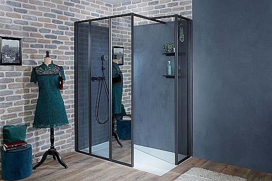 Душевое ограждение Jacob Delafon Nouvelle Vague 120 боковая стенка 40 прозрачное/черный купить в интернет-магазине Sanbest