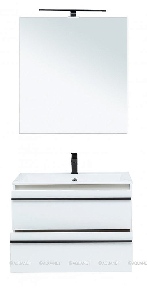 Тумба с раковиной Aquanet Lino 80 белая матовая для ванной в интернет-магазине Sanbest