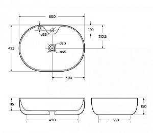 Раковина накладная Belbagno 60 BB1151 белая купить в интернет-магазине Sanbest
