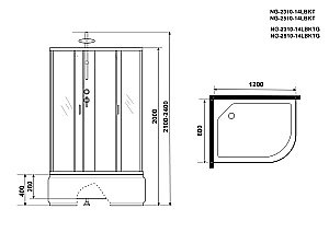 Душевая кабина Niagara Classic NG-2510-14BKT 120х80 купить в интернет-магазине Sanbest