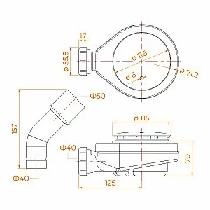 Сифон для душевого поддона RGW S-16-1G 442416100-06 золото купить в интернет-магазине сантехники Sanbest