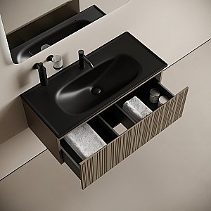 Тумба с раковиной Sancos CODE CD100GB/CN13003MB 100 серо - бежевый для ванной в интернет-магазине Sanbest